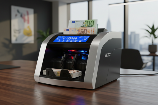 Eine professionelle Geldzählmaschine spart Zeit, verhindert Fehler und schützt zuverlässig vor Falschgeld. Entdecke, warum moderne BEITZ-Technologie für jedes Unternehmen unverzichtbar ist.