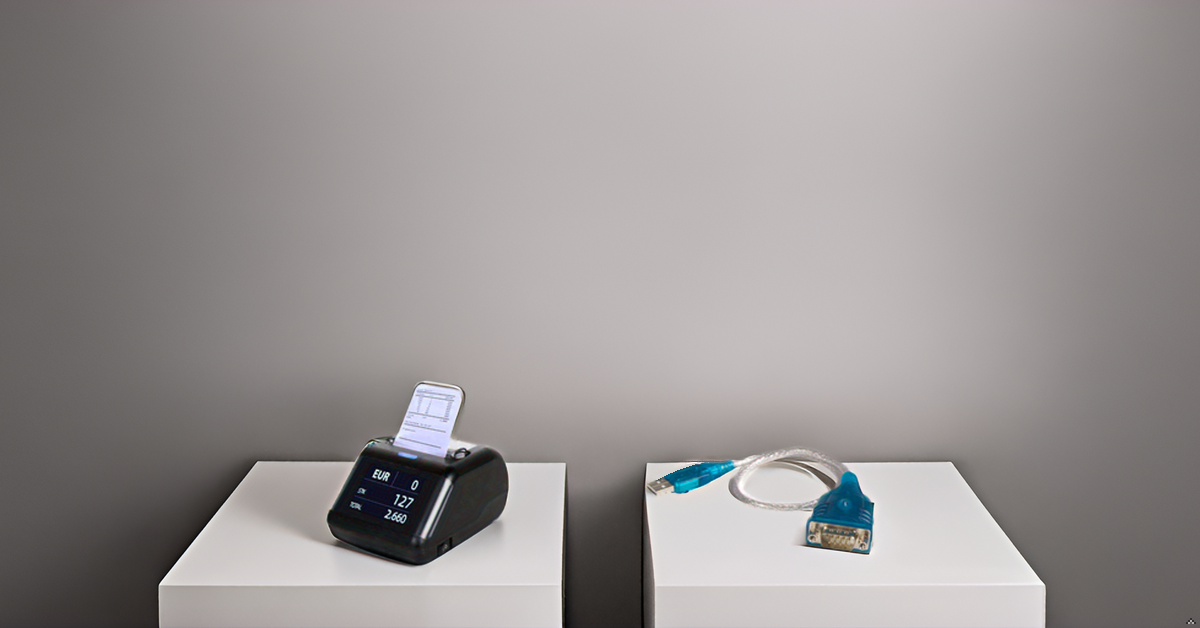 BEITZ Zubehör – Thermodrucker BS-P30 und serielles Verbindungskabel für professionelle Geldzählmaschinen