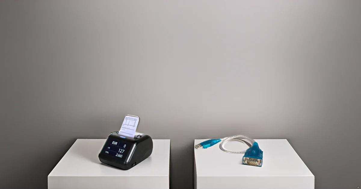 BEITZ Zubehör – Thermodrucker BS-P30 und serielles Verbindungskabel für professionelle Geldzählmaschinen