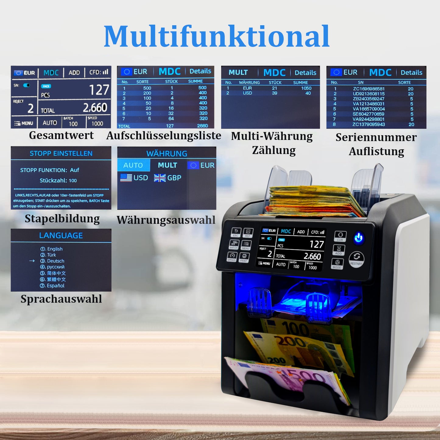 BEITZ BS-950A Geldzählmaschine | Wertzähler | Geldscheinprüfer