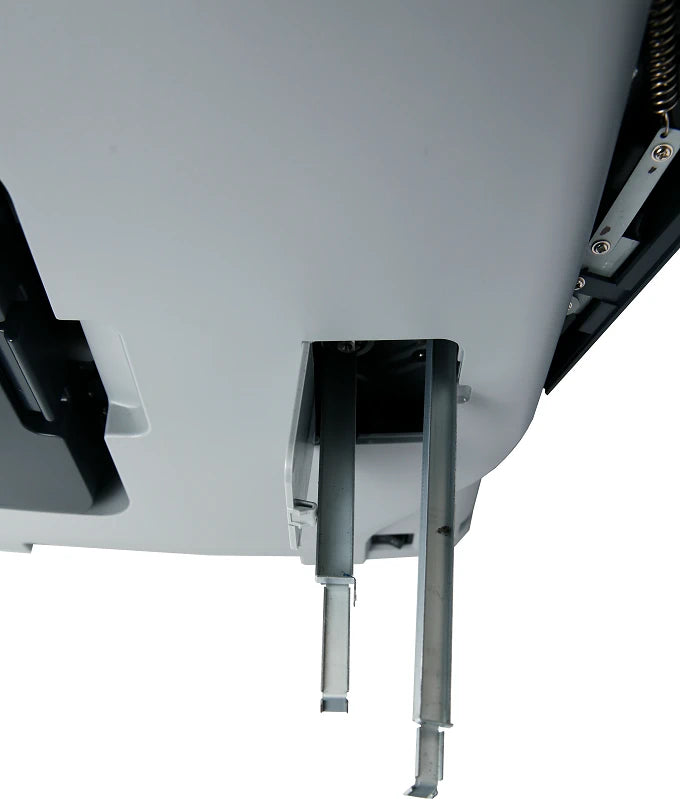 Detailaufnahme der BEITZ BS-3000 X3 Elite Seitenmechanik: Hebel/Verriegelung für Servicezugang und Wartung – ermöglicht schnelles Öffnen für Reinigung, Rollenprüfung und störungsfreie Zählvorgänge im Profi-Betrieb.