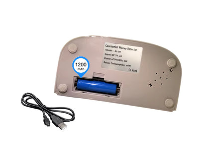 beitz bs09 geldscheinpruefer rueckansicht anschluss und netzschalter professionelles pruefgeraet fuer euro usd gbp chf banknoten