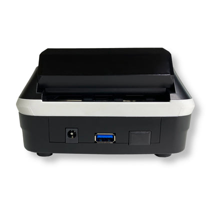 beitz bs136t falschgeldpruefer rueckansicht anschluesse netzteil usb update port professionelles pruefgeraet fuer euro banknoten