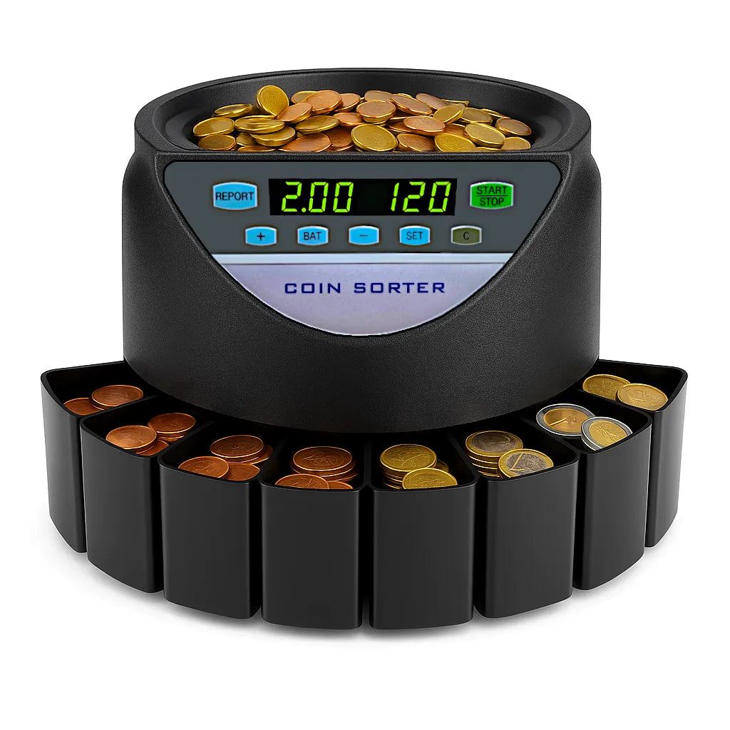 beitz bs9001 muenzzaehlmaschine schwarz euro muenzsortierer professionell automatisches zaehlen und sortieren aller euro muenzen displayanzeige