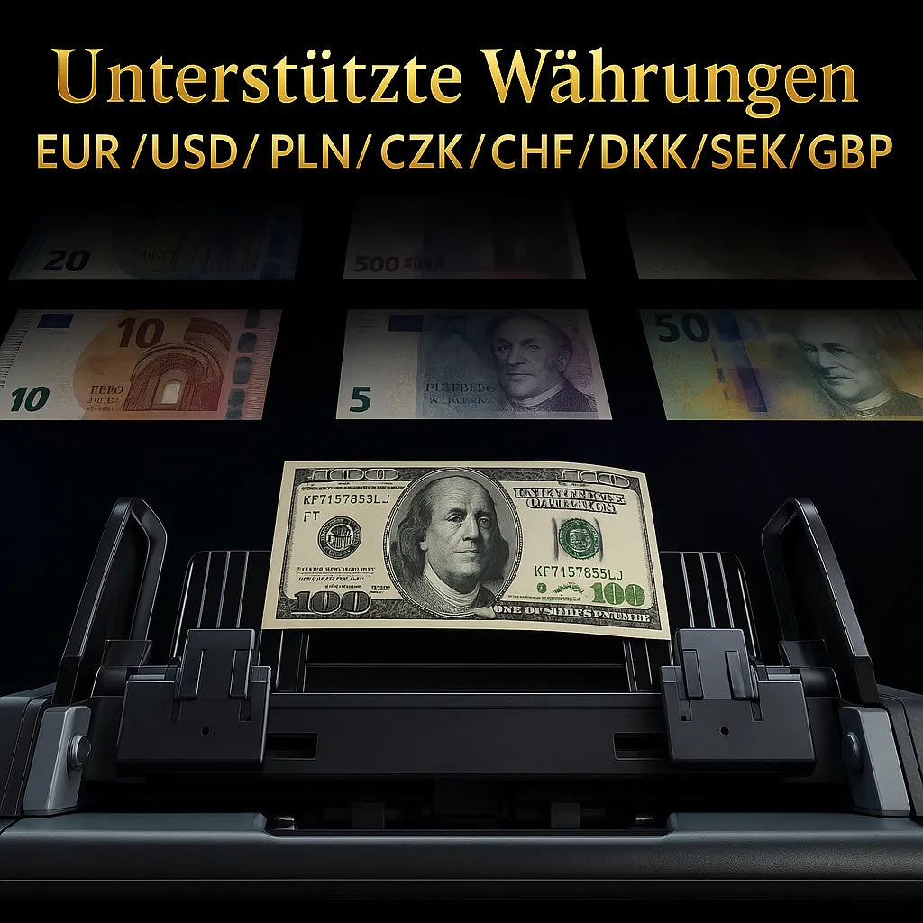 BEITZ BS-920A Geldzählmaschine mit Multiwährungs-Unterstützung für EUR USD GBP CHF PLN CZK SEK DKK – professioneller Banknotenzähler