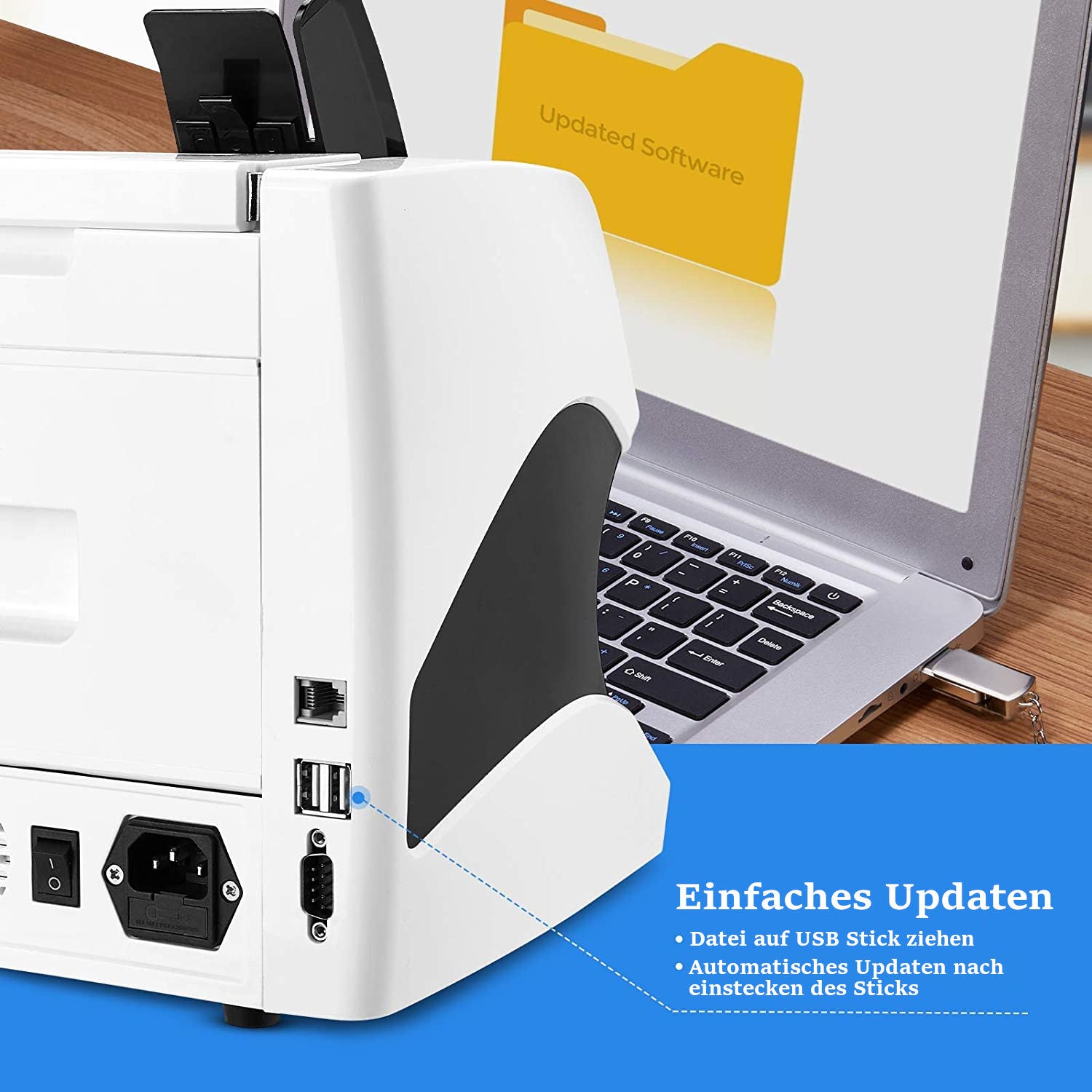 BEITZ BS-920A Geldzählmaschine mit USB-Update-Funktion zur Software-Aktualisierung und Kompatibilität mit aktuellen EZB-Standards