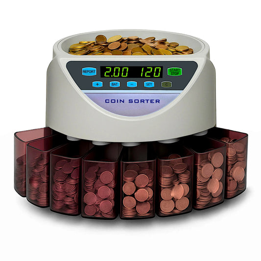 beitz bs9001 muenzzaehlmaschine grau euro muenzsortierer automatisches zaehlen und sortieren aller euro muenzen displayanzeige professionell fuer handel und buero